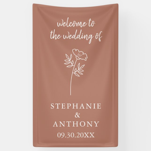 Terracotta Wildflower Wedding  Banner (Vertical)