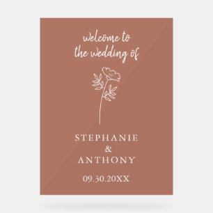 Terracotta Wildflower Wedding  Banner Acrylic Sign