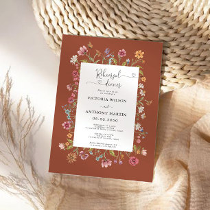 Terracotta Wildflowers Rehearsal Dinner Invitation