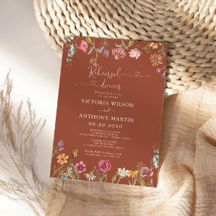Terracotta Wildflowers Rehearsal Dinner Invitation