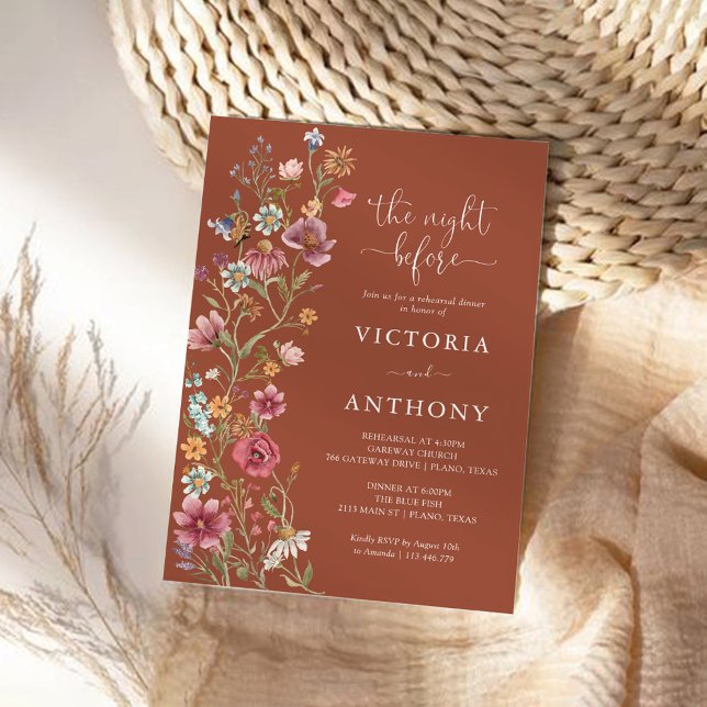Terracotta Wildflowers Rehearsal Dinner Invitation (Creator Uploaded)
