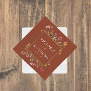 Terracotta Wildflowers Wedding Napkins