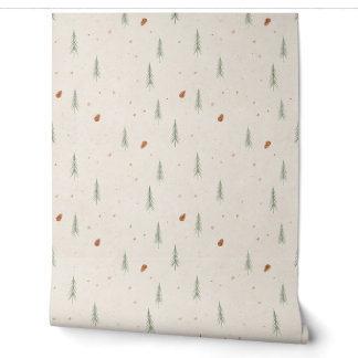 Terracotta Woodland Christmas Peel and Stick Wallpaper