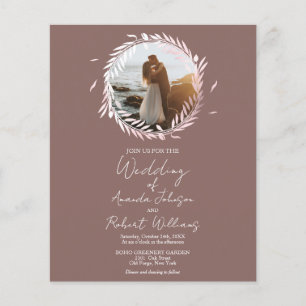 Terracotta Wreath Budget Wedding Invitation