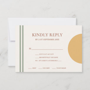 Terracotta Yellow Arches Menu Choice RSVP Card