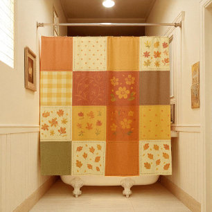 Terracotta Yellow Patchwork Quilt Rustic Farmhouse