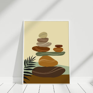 Terracotta Zen Stones Abstract Boho Wall Art Print