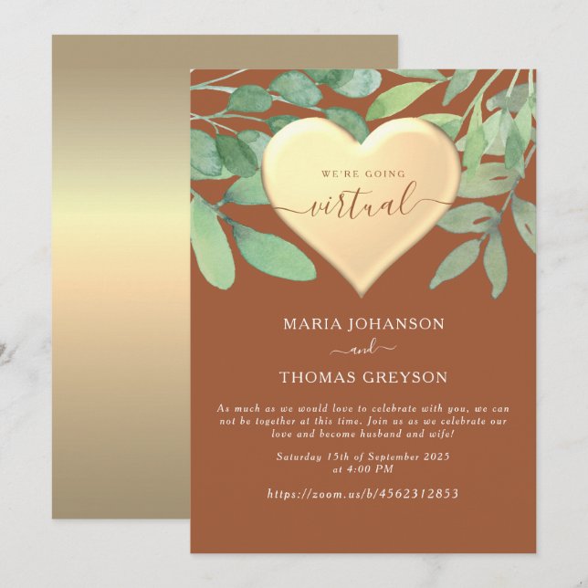 Terracotta Zoom Wedding Invitation (Front/Back)