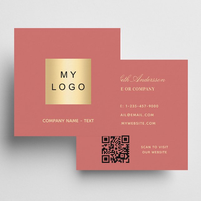 Terrakotta logo QR code Square Business Card (Creator Uploaded)