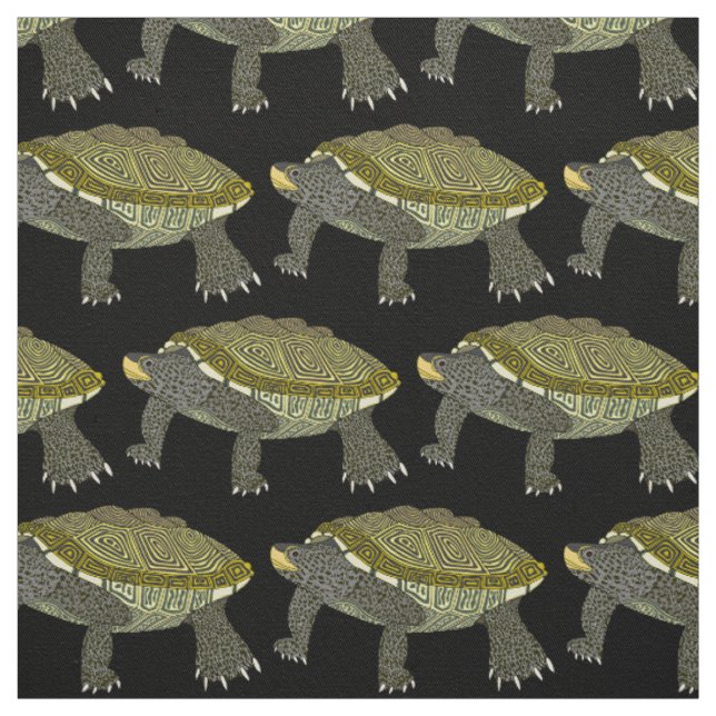 Terrapin (black) - Cotton Twill Fabric (Swatch)