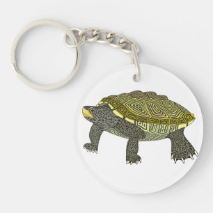Terrapin (blanc) - Porte-clés Acrylique Cercle