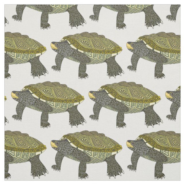 Terrapin (blanc) - Tissu en coton peigné (Échantillon)