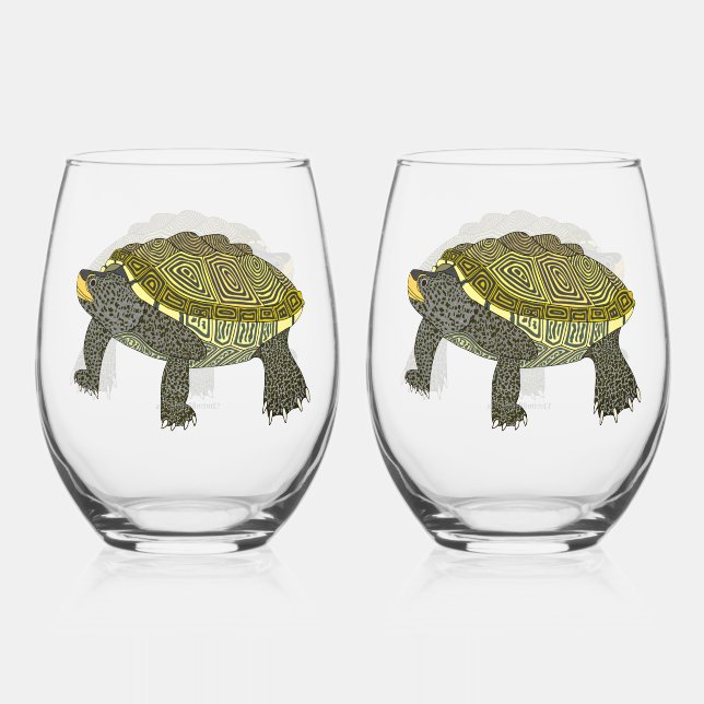 Terrapin - Stemless Wine Glasses (Front)