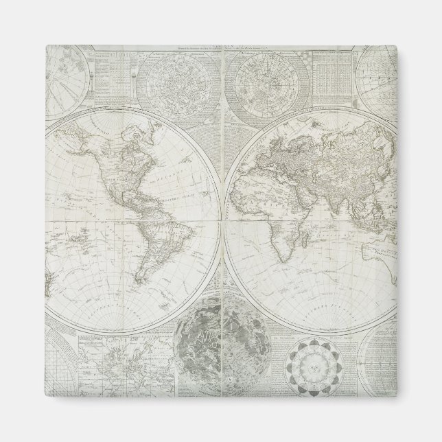 Terraqueous Globe by Samuel Dunn | 1787 Magnet (Front)