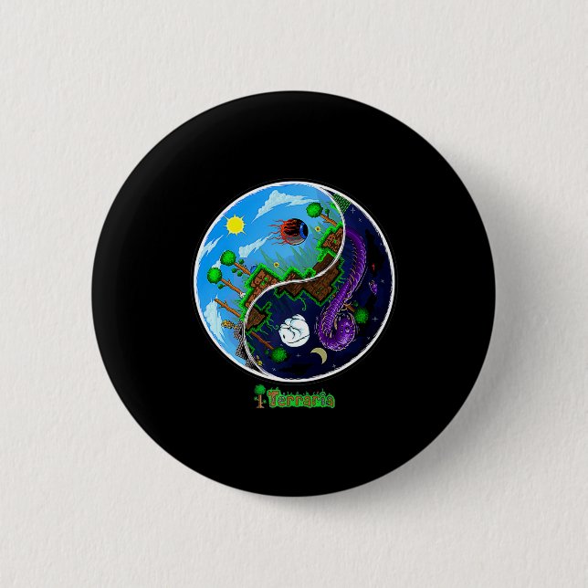 Terraria Night And Day T Shirt  2 Inch Round Button (Front)