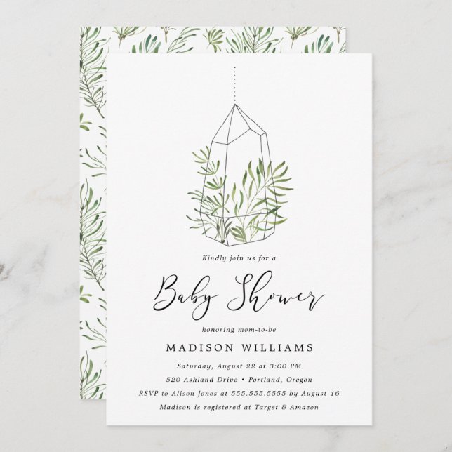 Terrarium de verdure peint Baby shower Invitation (Devant / Derrière)