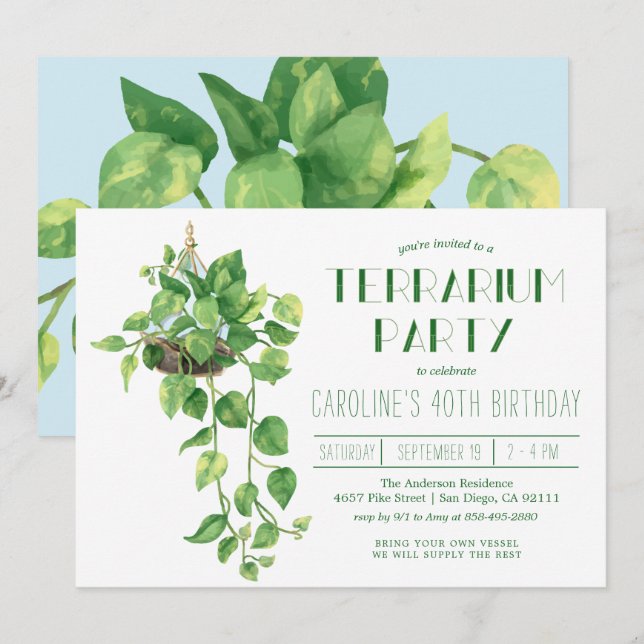 Terrarium Party Invitation (Front/Back)