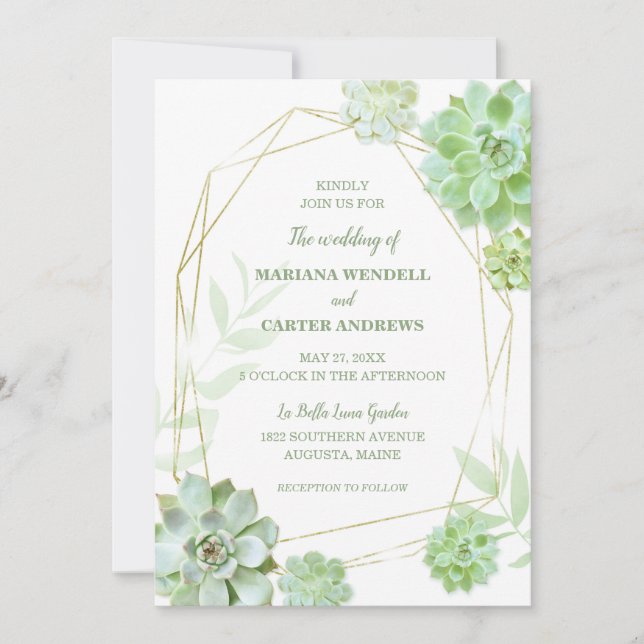 Terrarium Succulents Greenery Wedding Invitation (Front)