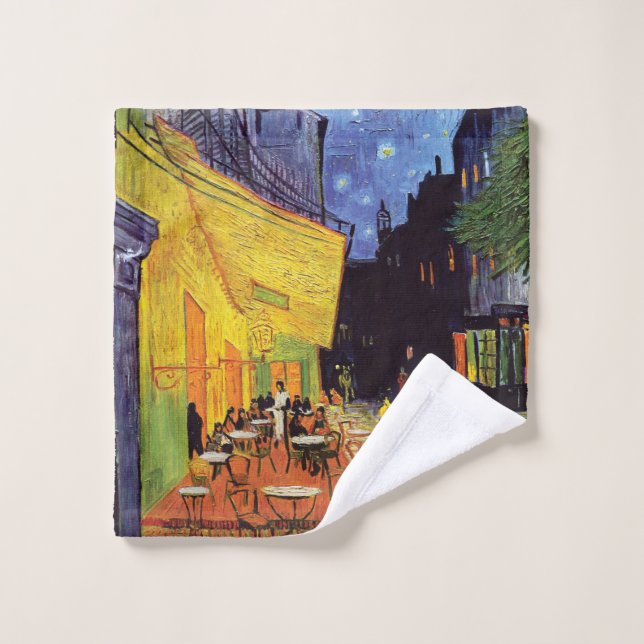 Terrasse de café la nuit par Van Gogh (Gant de toilette)