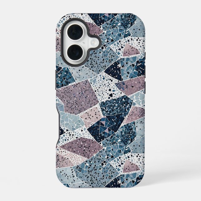 Terrazzo Abstract Design iPhone 16 Case (Back)