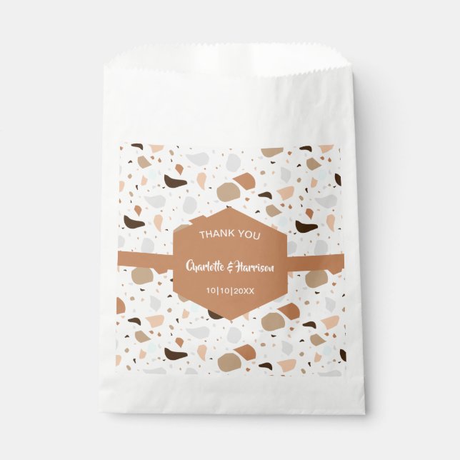 Terrazzo Abstract Modern Wedding Favour Bag (Front)