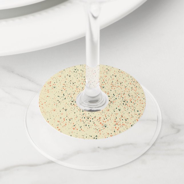 Terrazzo Abstract Pattern Design Wine Glass Tag (Close Up)