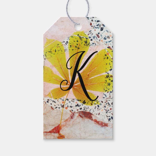 Terrazzo and Botanical Monogram Gift Tags (Front)
