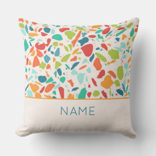 Terrazzo Architectural Pattern NAME Colourful Fun Throw Pillow
