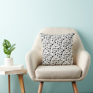 Terrazzo black white pattern modern throw pillow