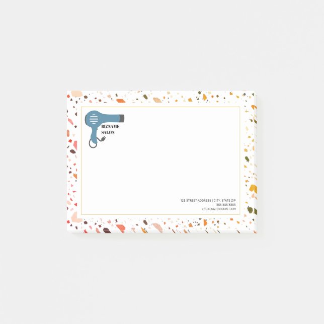 Terrazzo Blow Dryer Hair Salon Beauty Business Post-it Notes (Front)