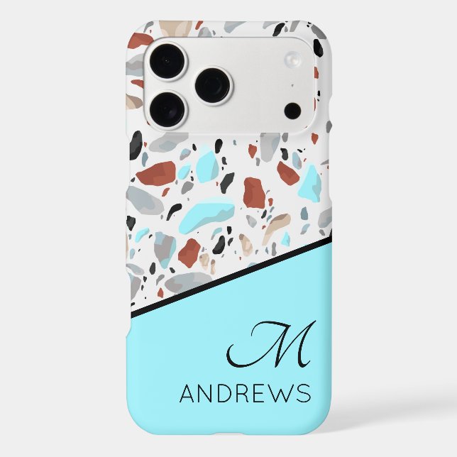 Terrazzo Blue Monogram Personalized Name (Back)