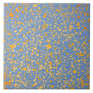 Terrazzo Blue Yellow Minimal Simple Stone Pattern Tile