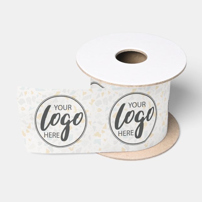 Terrazzo Ceramic Your Logo Here Business Branding Satin Ribbon (Spool)