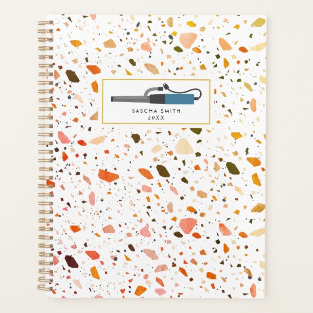 Terrazzo Curling Iron Cosmetologist Salon Hair Planner (Front)