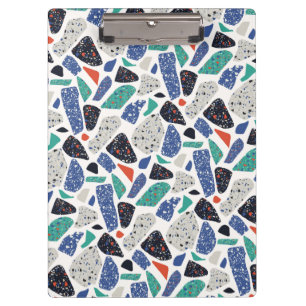 Terrazzo Design stone pattern Blue, Black, Green Clipboard