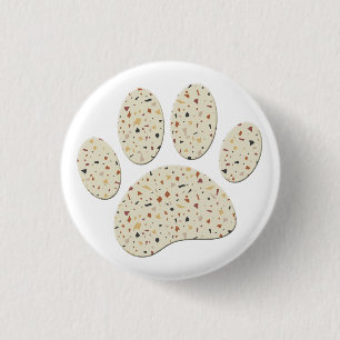 Terrazzo Dog Pawprint Pattern Art 1 Inch Round Button