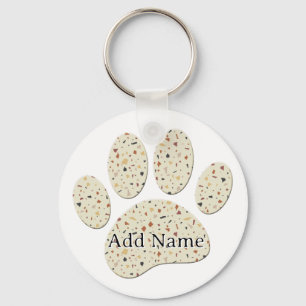 Terrazzo Dog Pawprint Pattern Art Keychain