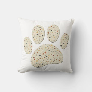 Terrazzo Dog Pawprint Pattern Art Throw Pillow