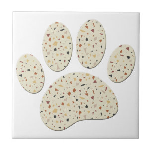 Terrazzo Dog Pawprint Pattern Art Tile