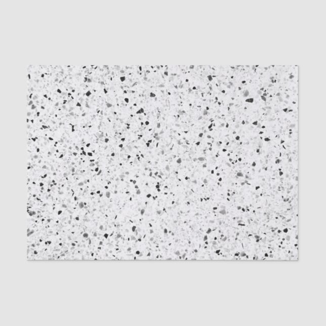 Terrazzo Elegant Black And White Grey Retro Tissue Paper (Front)
