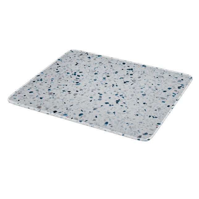 Terrazzo Elegant Teal Blue Green White Grey Retro Cutting Board (Corner)