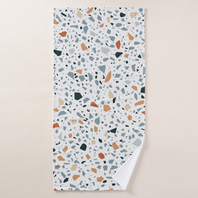 Terrazzo floor marble seamless hand crafted patter bath towel (Bath Towel)