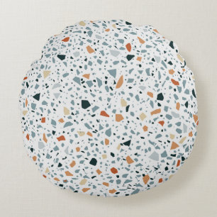 Terrazzo floor marble seamless hand crafted patter round pillow