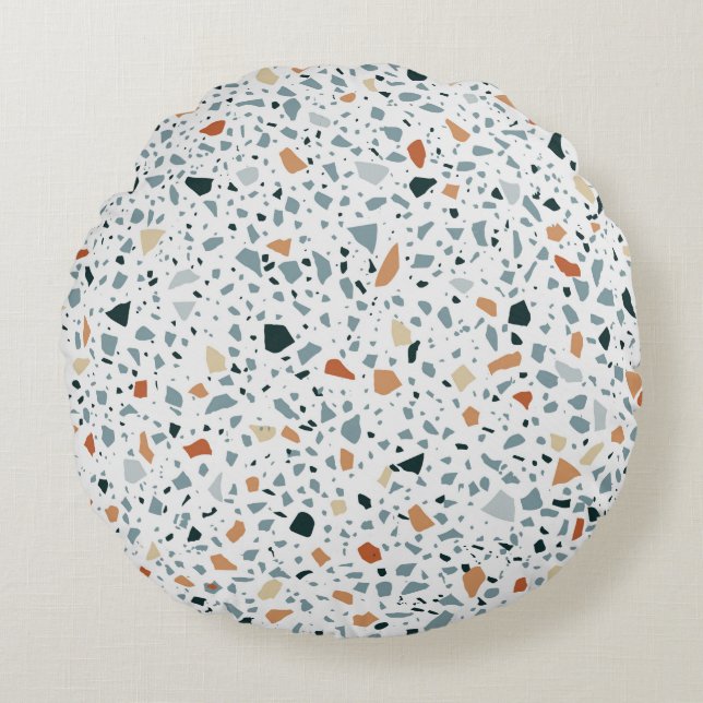 Terrazzo floor marble seamless hand crafted patter round pillow (Front)