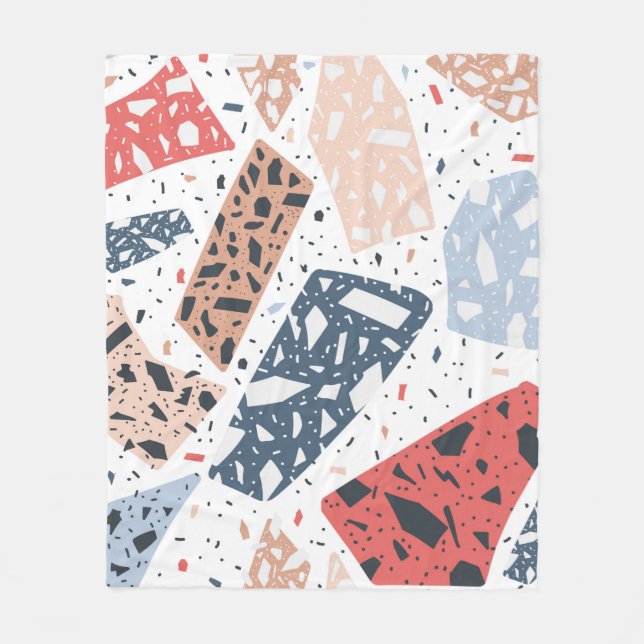 Terrazzo floor marble seamless hand drawn pattern  fleece blanket (Front)