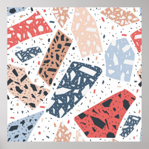 Terrazzo floor marble seamless hand drawn pattern poster