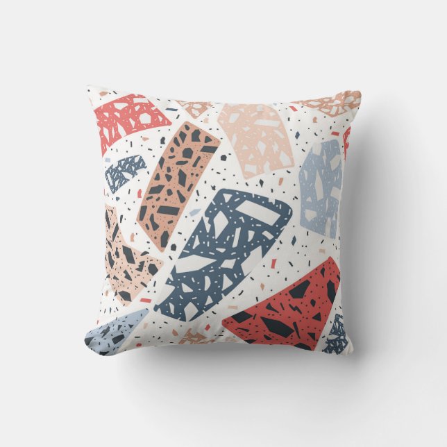 Terrazzo floor marble seamless hand drawn pattern  throw pillow (Front)
