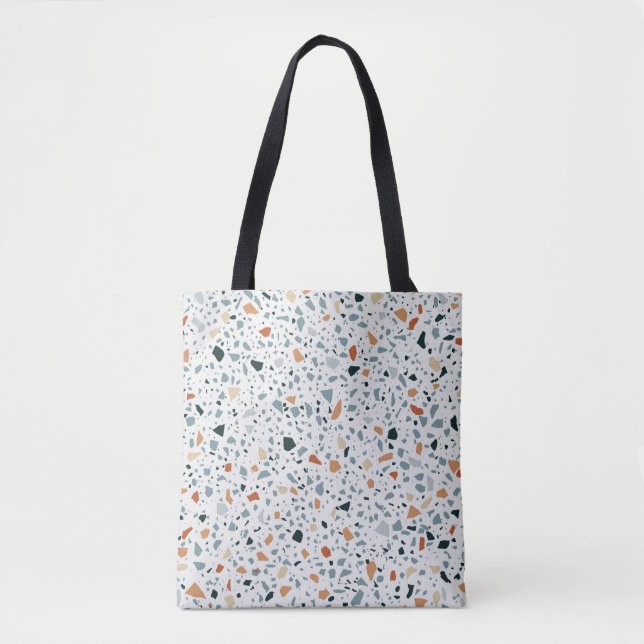 Terrazzo floor marble tubes hand crafted patter tote bag (Front)