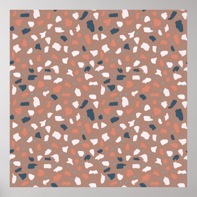 Terrazzo flooring seamless pattern. Vintage stone, Poster (Front)