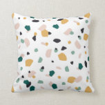 Terrazzo Green Orange Pink Black Pattern Throw Pillow<br><div class="desc">Terrazzo Green Orange Pink Black Pattern Throw Pillow</div>
